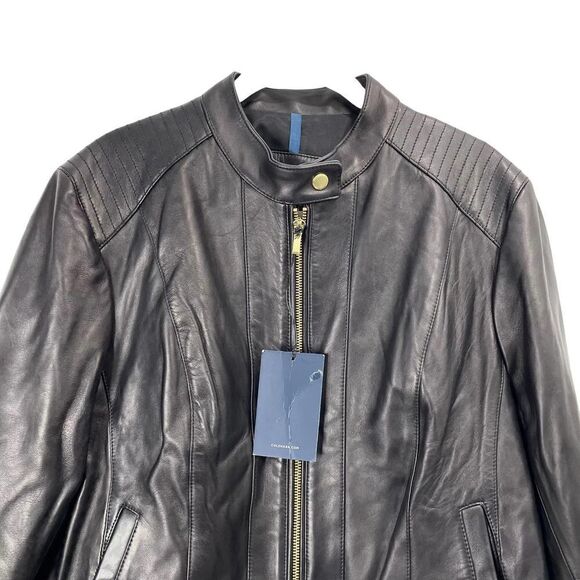 NEW Cole‎ Haan Racer Jacket with Quilted Panels Sz L black - Picture 4 of 11
